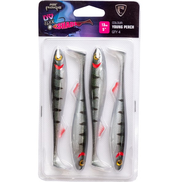 FOX RAGE ULTRA UV SLICK SHAD SINGLE COLOUR PACKS 11CM 4PCS.